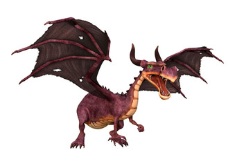 Fototapeta premium 3D Rendering Fairy Tale Dragon on White