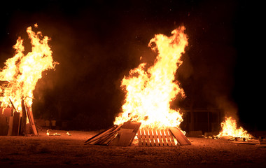 Bonfire at Jewish holiday of Lag Baomer, the day of commemorate the death of Rabbi Shimon Bar Yochai
