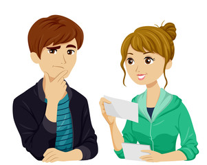Obraz premium Teen Girl Study Buddy Illustration