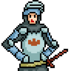 Obraz premium vector pixel art knight medieval