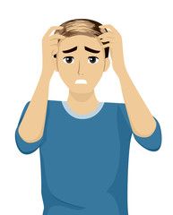 Fototapeta premium Teen Guy Alopecia Hair Loss Panic Illustration