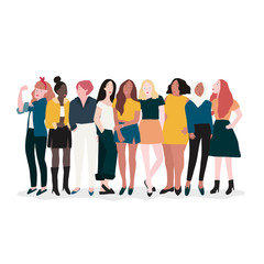 Fototapeta premium Group of strong women vector