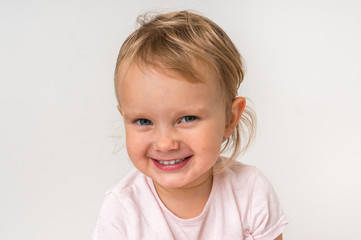 Beautiful smiling baby on isolated background