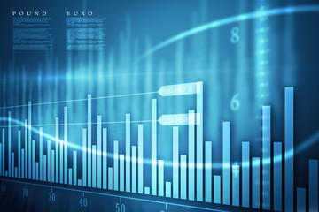 2d rendering Stock market online business concept. business Graph 