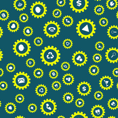 Gears and computer icons. Seamless vector EPS 10 pattern