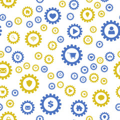Gears and computer icons. Seamless vector EPS 10 pattern