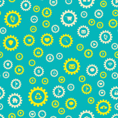 Gears and computer icons. Seamless vector EPS 10 pattern