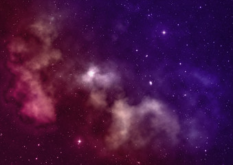 Star field in space and a nebulae. 3D rendering