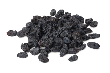 black raisins isolated on a white background