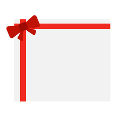 Gift cards with bows. Red christmas bow on gift card vector