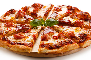 Pizza pepperoni with salami