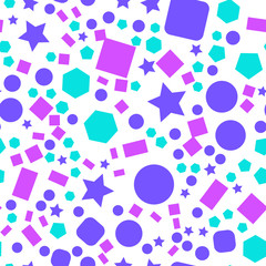 Colorful vector pattern with different shapes objects. Texture background for textile, print, paper, fabric background, wallpaper