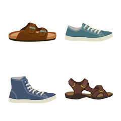 Vector design of shoe and footwear icon. Set of shoe and foot stock vector illustration.