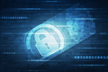 2d illustration Safety concept: Closed Padlock on digital background