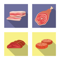 Vector design of meat and ham logo. Collection of meat and cooking stock vector illustration.