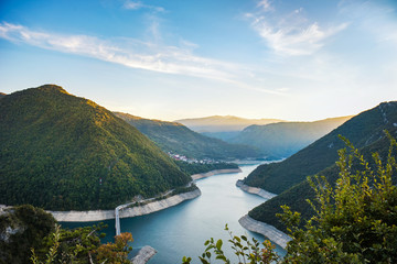 Piva Canyon, Montenegro, Artifical lake in PIva river. Durmitor National Park. Balkans, Europe.