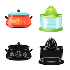 Vector design of kitchen and cook icon. Collection of kitchen and appliance stock symbol for web.