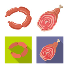 Isolated object of meat and ham sign. Set of meat and cooking vector icon for stock.