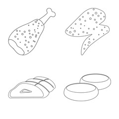 Isolated object of meat and ham symbol. Collection of meat and cooking stock symbol for web.