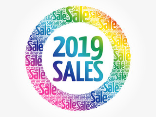 2019 Happy New Year, Christmas Sale  business word cloud background