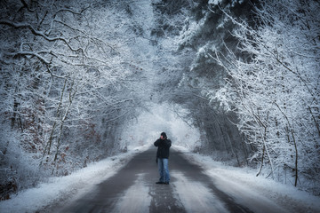 Photographer take a photo a winters day