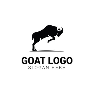 Jumping goat logo template isolated on white background