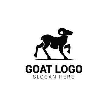 Goat walking logo template isolated on white background