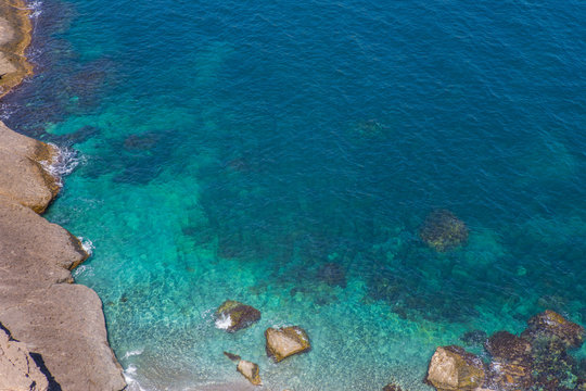 stony seashore in summer