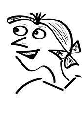 Woman face, freehand drawing.