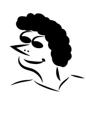 Woman face, freehand drawing.