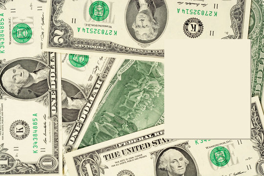 Dollars banknotes background with copy space. High resolution photo close-up macro.