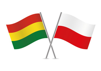 Bolivia and Poland flags. Vector illustration.