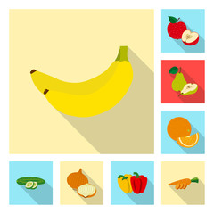 Vector design of vegetable and fruit sign. Set of vegetable and vegetarian stock symbol for web.