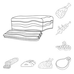 Isolated object of meat and ham symbol. Collection of meat and cooking stock symbol for web.