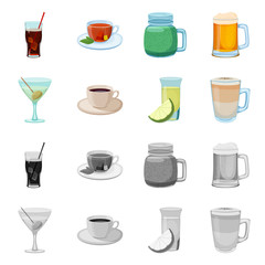 Isolated object of drink and bar logo. Set of drink and party vector icon for stock.