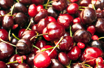 Cherries surrounded by rustic background