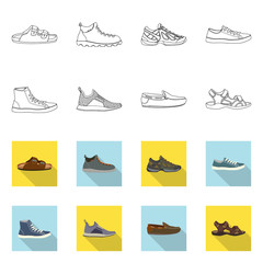 Vector illustration of shoe and footwear logo. Collection of shoe and foot stock vector illustration.