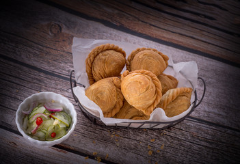 Curry puff pastry, snack curry puff, locally known as karipap