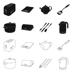 Isolated object of kitchen and cook symbol. Set of kitchen and appliance vector icon for stock.