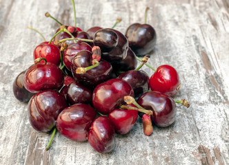 Cherries surrounded by rustic background