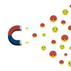 Magnet and angry customers vector illustration EPS10