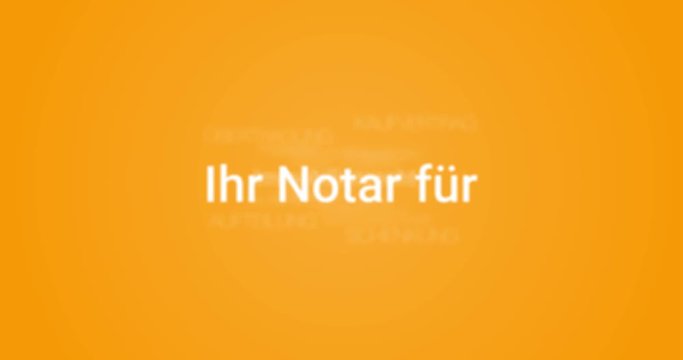 Intro welches die Leistungen eines Notars zeigt. Oranger Hintergrund