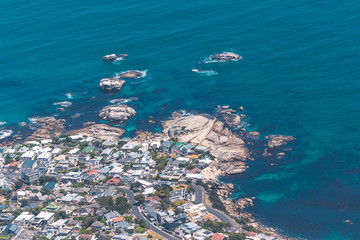 Cape Town coastal district top view from Table Mountain