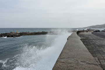 Wave crashing against a wall