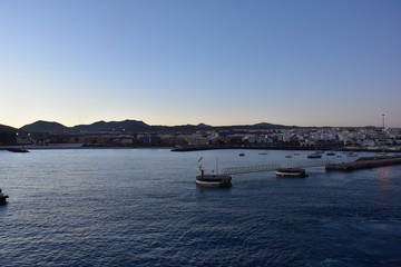 Fototapeta na wymiar Port view with sunset