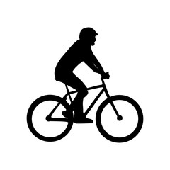 Fototapeta na wymiar Cyclist Silhouette - Black Vector Illustration - Isolated On White Background