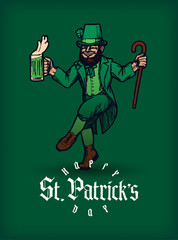 St. Patrick's day dancing leprechaun vector illustration