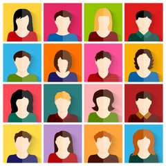 People icons set vector background