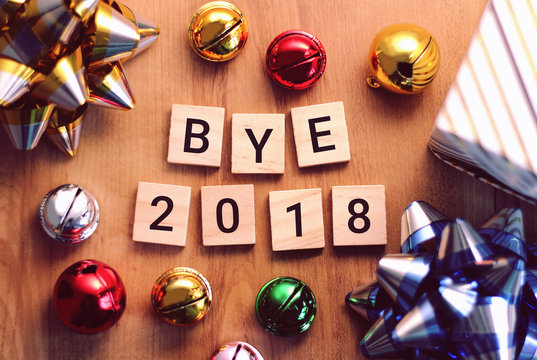 Goodbye 2018 welcome 2019 with decoration.