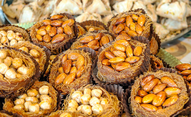 Almond candy on a tray